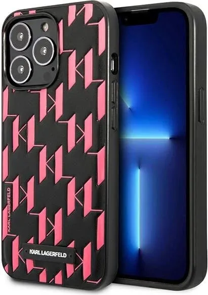 Mbështjellës Karl Lagerfeld Monogram Plaque për iPhone 13 Pro Max 6.7", Rozë - 1