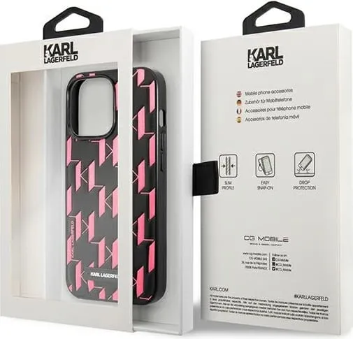 Mbështjellës Karl Lagerfeld Monogram Plaque për iPhone 13 Pro Max 6.7", Rozë - 2