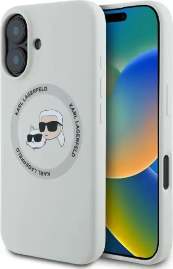 Mbështjellës Karl Lagerfeld Silicone Double Heads And Circle MagSafe për iPhone 16, Bezhë