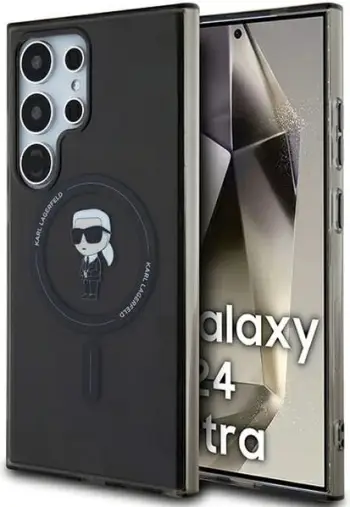 Mbështjellës Karl Lagerfeld IML Ikonik MagSafe për Samsung Galaxy S24 Ultra, i zi