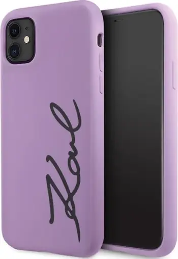 Mbulesë telefoni Karl Lagerfeld Silicone Signature KLHCN61SKSVGU, për iPhone 11 XR, silikon, vjollcë