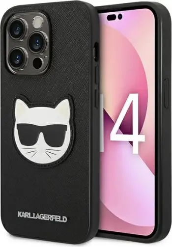 Mbulesë telefoni Karl Lagerfeld HC Saffiano Ikonik Patch për iPhone 14 Pro, plastike, e zezë