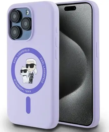 Mbështjellës Karl Lagerfeld Silicone Karl&Choupette Heads Ring MagSafe për iPhone 15, Kuq