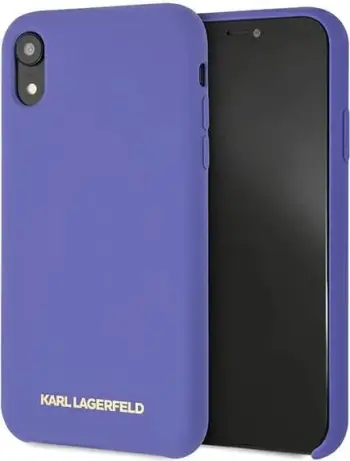 Mbështjellës Karl Lagerfeld për iPhone XR, silikon, vjollcë