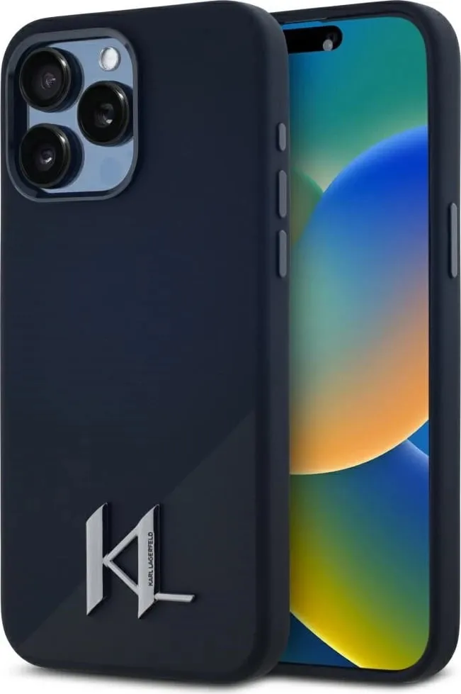 Mbështjellës Karl Lagerfeld Silicone Shadow Metal Initial MagSafe për iPhone 15 Pro, i zi - 1