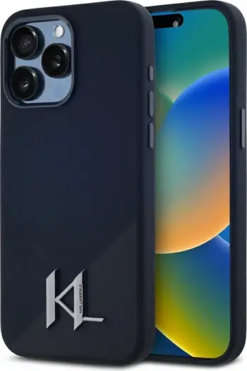 Mbështjellës Karl Lagerfeld Silicone Shadow Metal Initial MagSafe për iPhone 15 Pro, i zi