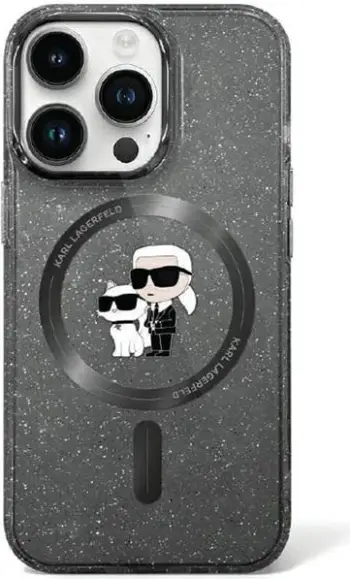 Mbështjellës Karl Lagerfeld KLHMN61HGKCNOK për iPhone 11/XR 6.1", Glitter MagSafe, zi