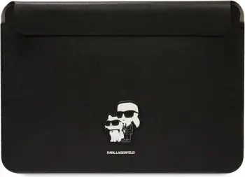 Mbështjellës Karl Lagerfeld Saffiano Karl&Choupette për laptop 14", eko lëkurë, e zezë