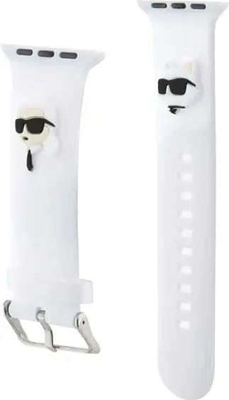 Rrip Apple Watch Karl Lagerfeld 3D Rubber Choupette Head, silikon, i bardhë, 38/40/41mm