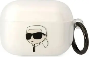 Mbulesë Karl Lagerfeld KLAPHNIKTCT për AirPods Pro, transparente, dizajn Karl's Head
