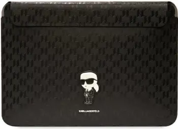 Mbështjellës laptopi Karl Lagerfeld Saffiano Monogram Ikonik, 16", e zezë