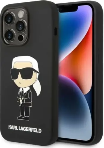 Mbështjellës telefoni Karl Lagerfeld KLHMP14LSNIKBCK për iPhone 14 Pro, silikon, MagSafe, i zi