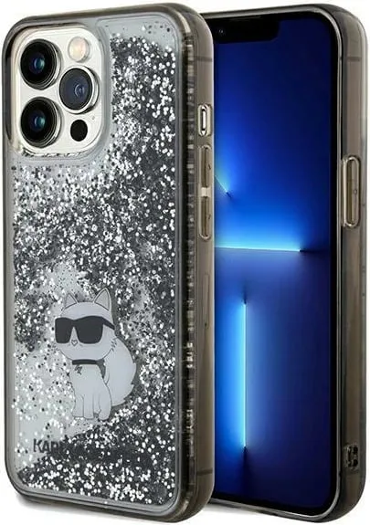Mbështjellës Karl Lagerfeld Liquid Glitter Choupette për iPhone 15, Transparent, Silver - 1