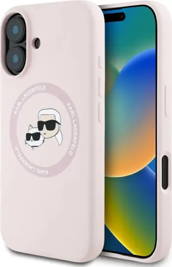 Mbështjellës Karl Lagerfeld Silicone Double Heads And Circle MagSafe për iPhone 16, Rozë