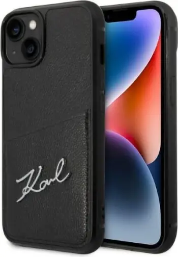 Futrollë Karl Lagerfeld KLHCP14MCSSK për iPhone 14 Plus, hardcase me xhep kartelash, e zezë