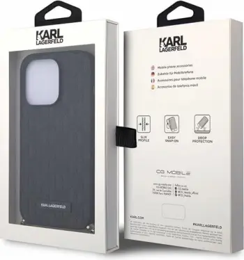 Mbështjellës Karl Lagerfeld Saffiano Monogram Chain për iPhone 14 Pro Max 6.7", i zi, me zinxhir