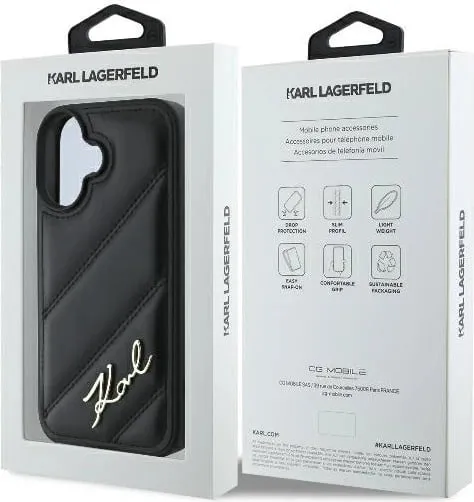 Mbështjellës Karl Lagerfeld Quilted Signature për iPhone 16 Plus, i zi - 2