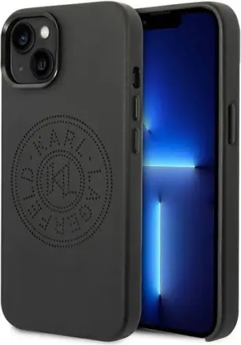 Mbulesë telefoni Karl Lagerfeld Leather Perforated Logo për iPhone 14 Plus, TPU, e zezë