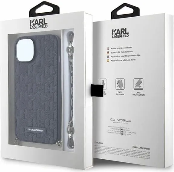 Mbulesë telefoni Karl Lagerfeld KLHCP14SSACKLHPK, për iPhone 14, hardcase Saffiano, e zezë - 2