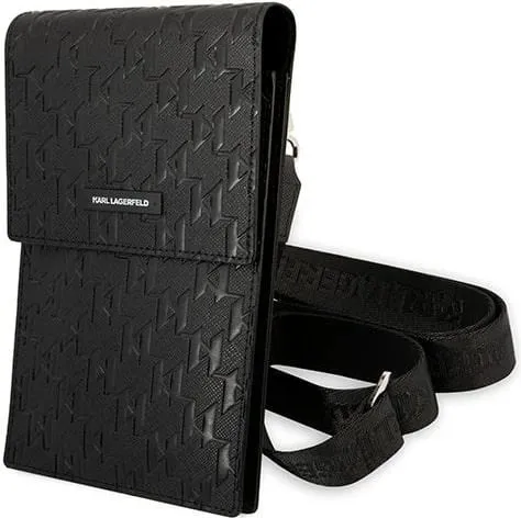 Çantë dore Karl Lagerfeld Monogram Plate, për telefon, e zezë - 1