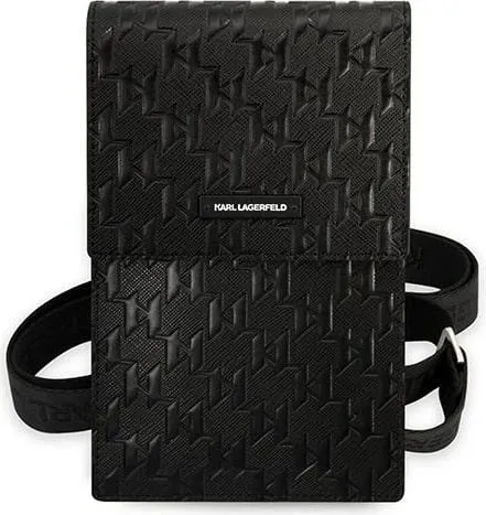 Çantë dore Karl Lagerfeld Monogram Plate, për telefon, e zezë - 2