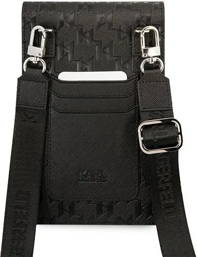 Çantë dore Karl Lagerfeld Monogram Plate, për telefon, e zezë - 4