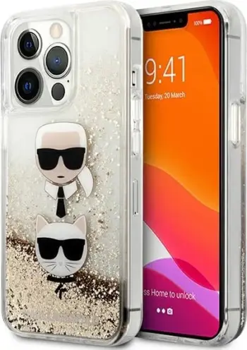 Mbulesë telefoni Karl Lagerfeld KLHCP13XLGGKBK, për iPhone 13 Pro Max 6.7", hardcase Liquid Glitter Gatsby, e zezë