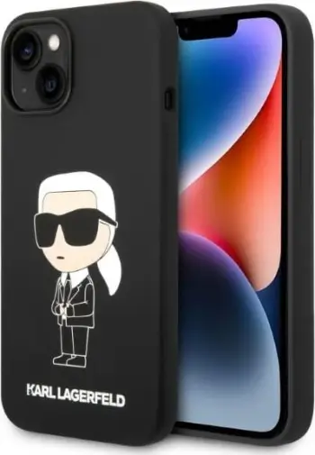 Mbështjellës telefoni Karl Lagerfeld Silicone Ikonik MagSafe, për iPhone 14 Plus, i zi