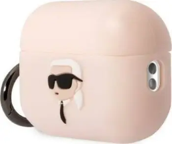Mbështjellës Karl Lagerfeld për AirPods Pro 2, Silicone Karl's Head 3D, Rozë