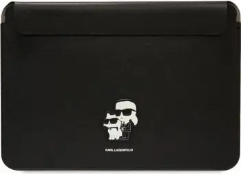 Mbështjellës laptopi Karl Lagerfeld Saffiano Karl&Choupette, 16", lëkurë eko, e zezë
