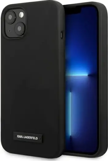Mbështjellës Karl Lagerfeld KLHCP13SSLMP1K për iPhone 13 mini, silikon, i zi