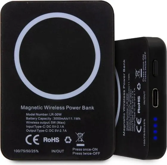 Powerbank wireless Karl Lagerfeld Ikonik MagSafe 3000mAh, e zezë - 1