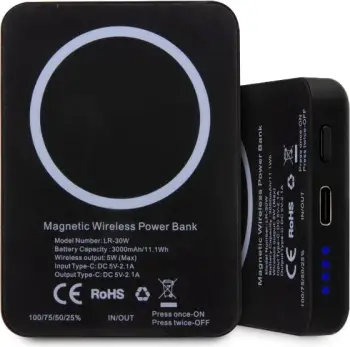 Powerbank wireless Karl Lagerfeld Ikonik MagSafe 3000mAh, e zezë