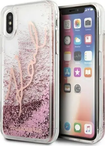 Mbrojtës Karl Lagerfeld për iPhone X / Xs, rozë