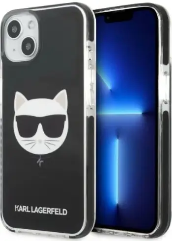 Mbrotjëse telefoni Karl Lagerfeld KLHCP13MTPECK, për iPhone 13, hardcase TPE, e zezë Choupette Head