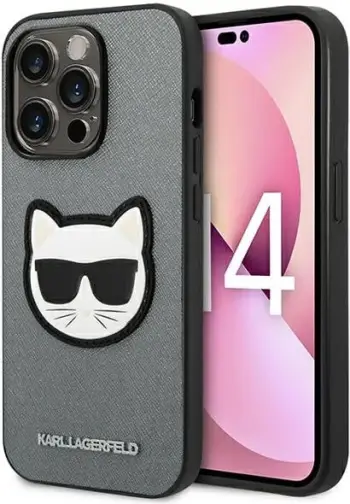 Mbulesë telefoni Karl Lagerfeld Choupette Head Patch KLHCP14XSAPCHG, për iPhone 14 Pro Max, argjend