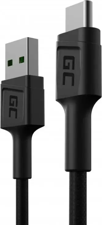 Kabllo Green Cell USB-A në USB-C, 0.3m, e zezë