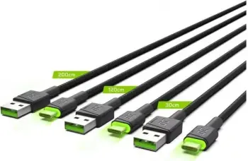 Set kabllosh Green Cell, USB-A në USB-C, 3 copë, 2m, i zi