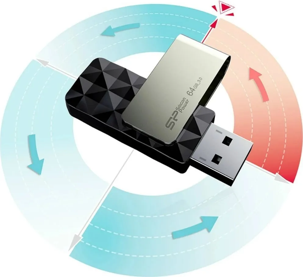 USB Silicon Power Blaze B30, 64GB, USB 3.1, e zezë - 3