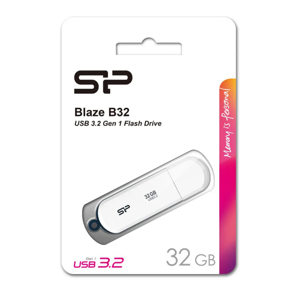 USB Silicon Power Blaze B32, 32GB, 3.2, e bardhë - 1
