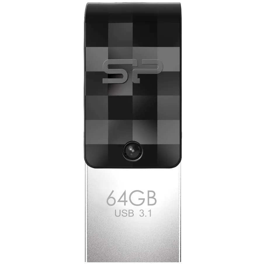 USB flash Silicon Power Mobile C31 64GB, USB Type-A/Type-C, zi, argjend - 1
