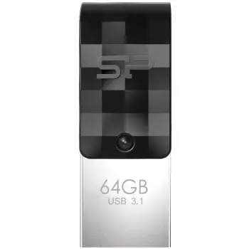 USB flash Silicon Power Mobile C31 64GB, USB Type-A/Type-C, zi, argjend