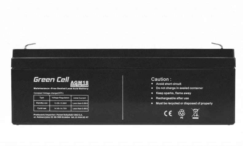 Bateri UPS Green Cell AGM18 12 V 2.3 Ah e zezë - 10