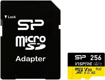 Kartelë memorie Silicon Power Inspire 256 GB MicroSDXC V30 UHS-I U3 A2 me adapter, e zezë