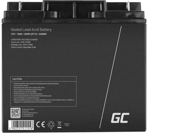 Bateria për modele RC Green Cell AGM09, 12V, e zezë - 7