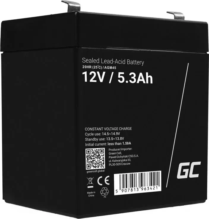 Bateri për UPS Green Cell AGM45, 12V, 5.3 Ah - 2