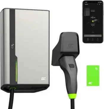 Stacion karikimi Green Cell HabuDen, 22kW, 32A, kabllo 5m, NFC, gri