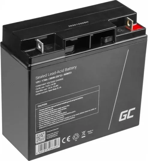 Bateri veture Green Cell AGM51, 17 Ah, 12 V, e zezë - 4