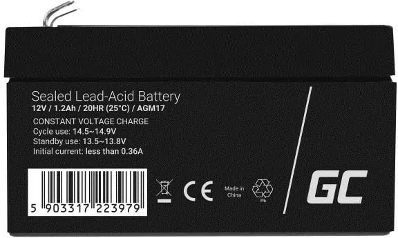 Bateri Green Cell AGM17, 12 V, 1.2 Ah, e zezë - 3