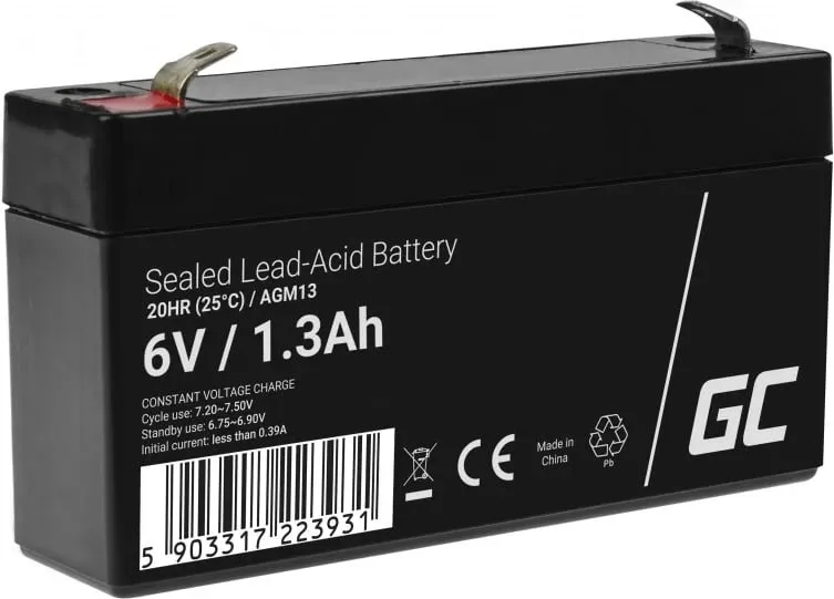 Bateri Green Cell AGM13, 6V, 1.3mAh, e zezë - 2